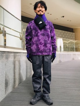 「アイテム（手袋、パープル系）」を使った、中田 直宏さん（メンズ・171cm）の冬コーディネート