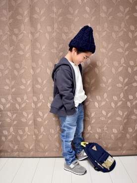 「agnes b.（アニエスベー）のアイテム（ブルゾン）」を使った、Ruiさん（キッズ・110cm）の冬コーディネート