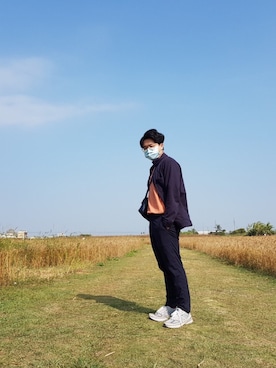 「アイテム（ショルダーバッグ）」を使った、min chiさん（メンズ・172cm）の春コーディネート