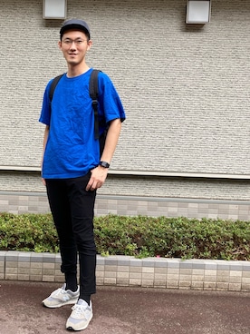 「クルーネックTシャツ」｜アーリーファッション【公式】さん（メンズ・188cm）の夏コーディネート