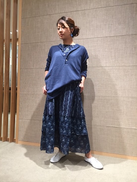 「45R（フォーティファイブアール）のアイテム（チュニック）」を使った、Mio Sawadaさん（レディース・155cm）の春コーディネート