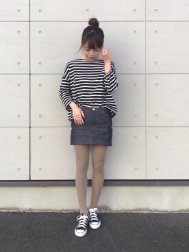 Natsumi使用「A.P.C.（A.P.C. Denim Miniskirt）」的時尚穿搭