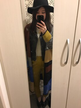 「chanel」｜「アイテム（ライダースジャケット）」を使った、MISAKIさん（レディース・155cm）の冬コーディネート