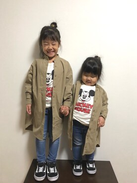 「AZUL by moussy（アズールバイマウジー）のアイテム（その他アウター）」を使った、yuuuno☆さん（キッズ・110cm）の秋コーディネート