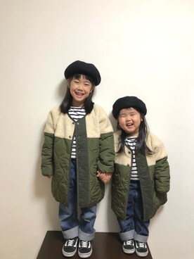 「2018マイベストコーデ」｜「アイテム（ハンチング/ベレー帽）」を使った、yuuuno☆さん（キッズ・110cm）の冬コーディネート