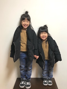 「ZARA KIDS」｜「アイテム（ダウンジャケット/コート）」を使った、yuuuno☆さん（キッズ・110cm）の冬コーディネート