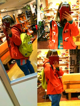 「アイテム（ダッフルコート、オレンジ系）」を使った、yasuyoさん（レディース・158cm）の冬コーディネート