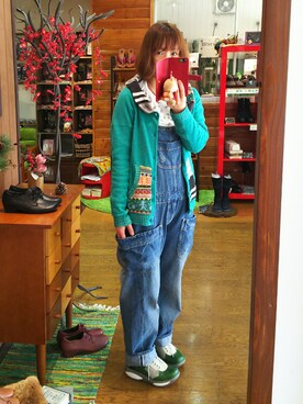 「Ne-net（ネネット）のアイテム（サロペット/オーバーオール）」を使った、yasuyoさん（レディース・158cm）の冬コーディネート