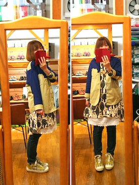 「にらめっこーで」｜「アイテム（アクセサリー）」を使った、yasuyoさん（レディース・158cm）の冬コーディネート