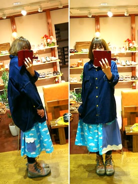 「mercibeaucoup,（メルシーボークー）のアイテム（シャツワンピース）」を使った、yasuyoさん（レディース・158cm）の春コーディネート