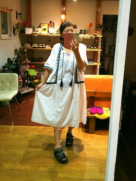 「刺繍」｜「アイテム（その他アンダーウェア/インナー）」を使った、yasuyoさん（レディース・158cm）の夏コーディネート