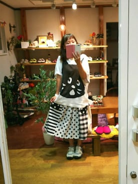 「NIRAME.CO（ニラメッコ）のアイテム（スカート）」を使った、yasuyoさん（レディース・158cm）の夏コーディネート