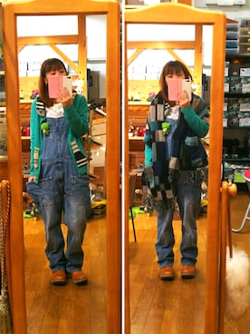 「Ne-net（ネネット）のアイテム（サロペット/オーバーオール）」を使った、yasuyoさん（レディース・158cm）の秋コーディネート