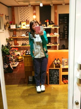 「Ne-net（ネネット）のネルストライプ②（シャツ/ブラウス）」を使った、yasuyoさん（レディース・158cm）の冬コーディネート