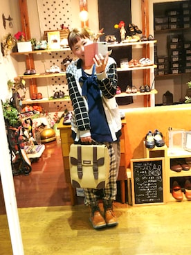 「にらめっこーで」｜「アイテム（スウェット）」を使った、yasuyoさん（レディース・158cm）の冬コーディネート