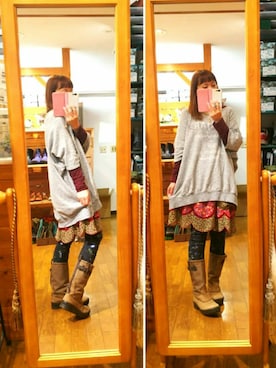 「レザーブーツ」｜「アイテム（その他）」を使った、yasuyoさん（レディース・158cm）の冬コーディネート