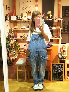 「Ne-net（ネネット）のアイテム（サロペット/オーバーオール）」を使った、yasuyoさん（レディース・158cm）の春コーディネート