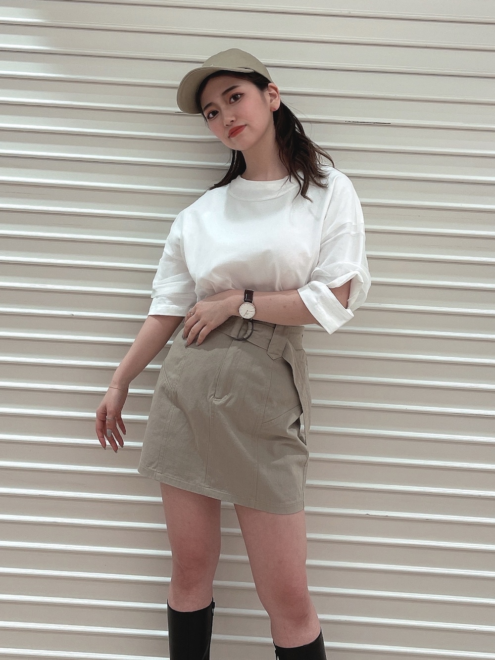 「ENVYM、envym_staff、ENVYMコーデ、ENVYM_shinjuku、カジュアルコーデ、おしゃれさんと繋がりたい、ootd、いいね、save、フォローお願いします🤑、Tシャツ、休日スタイル」｜「ENVYMのシアーレイヤールーズＴｅｅ（Tシャツ/カットソー、ホワイト系）」を使った、SAYAKA🌙さん（レディース・155cm）の春コーディネートの1枚目の写真
