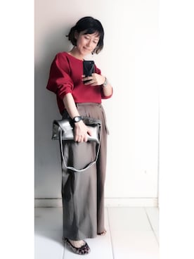 「アイテム（ボディバッグ/ウエストポーチ、シルバー系）」を使った、yukino_yucchinoさん（レディース・151cm）の秋コーディネート