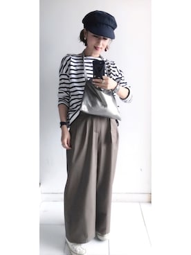 「アイテム（ボディバッグ/ウエストポーチ、シルバー系）」を使った、yukino_yucchinoさん（レディース・151cm）の秋コーディネート