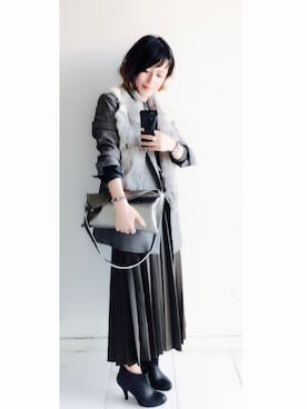 「アイテム（ボディバッグ/ウエストポーチ、シルバー系）」を使った、yukino_yucchinoさん（レディース・151cm）の秋コーディネート