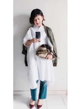 「ファー」｜「アイテム（シャツワンピース）」を使った、yukino_yucchinoさん（レディース・151cm）の秋コーディネート