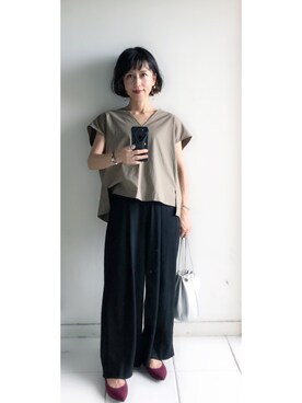 「FLORENT（フローレント）のアイテム（シャツ/ブラウス）」を使った、yukino_yucchinoさん（レディース・151cm）の夏コーディネート