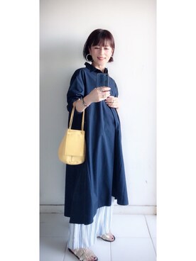 「パジャマ」｜「アイテム（シャツワンピース）」を使った、yukino_yucchinoさん（レディース・151cm）の春コーディネート