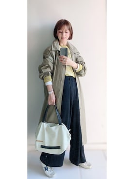 「シアーニット」｜「アイテム（ステンカラーコート）」を使った、yukino_yucchinoさん（レディース・151cm）の冬コーディネート