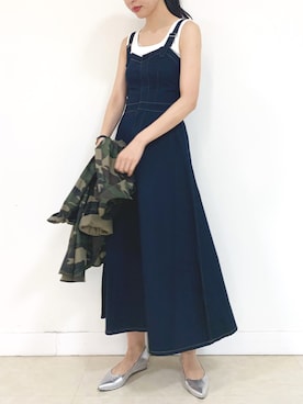 「archives（アルシーヴ）のアイテム（ジャンパースカート）」を使った、るこ。さん（レディース・170cm）の夏コーディネート