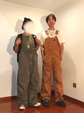 「日系休闲」｜「アイテム（オールインワン・サロペット）」を使った、邹日发さん（メンズ・173cm）の夏コーディネート