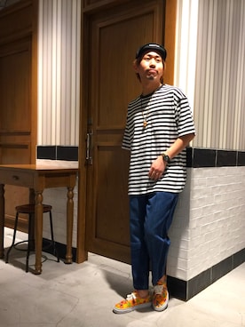 「RAGEBLUE（レイジブルー）のアイテム（キャップ）」を使った、ごんさん（メンズ・166cm）の夏コーディネート