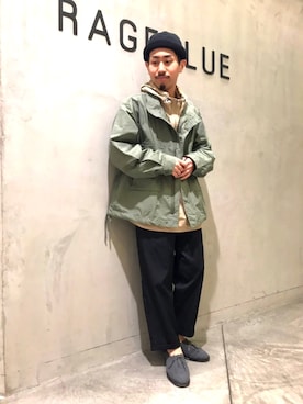 「RAGEBLUE（レイジブルー）のアイテム（ミリタリージャケット）」を使った、ごんさん（メンズ・166cm）の春コーディネート