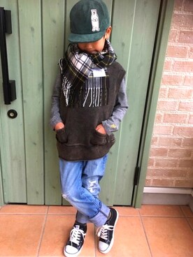 「STUDIOUS（ステュディオス）のアイテム」を使った、emiluさん（キッズ・126cm）の冬コーディネート