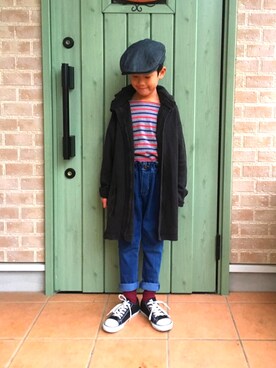 「ハンチング」｜「アイテム（ジャケット/アウター）」を使った、emiluさん（キッズ・128cm）の冬コーディネート