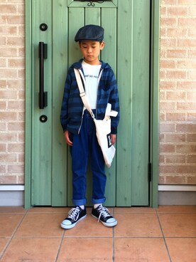 「ハンチング」｜「アイテム（ジャケット/アウター）」を使った、emiluさん（キッズ・128cm）の春コーディネート