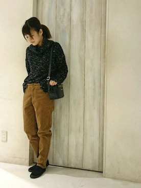 「3can4on（サンカンシオン）のアイテム（モカシン/デッキシューズ）」を使った、のんのんさん（レディース・155cm）の冬コーディネート