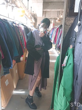 「パープル×黒」｜「アイテム（シャツ/ブラウス）」を使った、abeliaaさん（レディース・158cm）の冬コーディネート