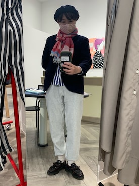 「タッセルローファー」｜「アイテム（ハンチング/ベレー帽）」を使った、歩夢さん（レディース・156cm）の春コーディネート