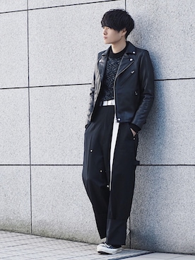 「アイテム（バングル/リストバンド）」を使った、Ryoさん（メンズ・168cm・20代）の冬コーディネート