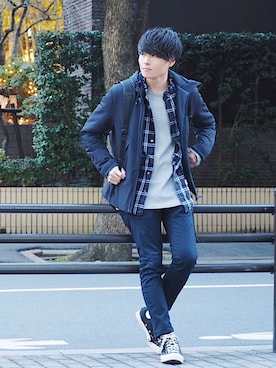 「アイテム（バングル/リストバンド）」を使った、Ryoさん（メンズ・168cm・20代）の冬コーディネート