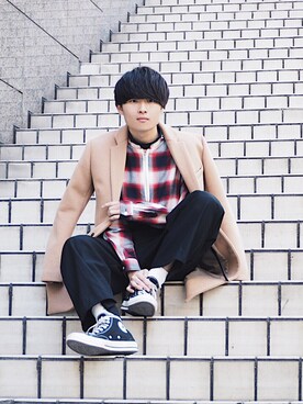 「STUDIOUS（ステュディオス）のアイテム（ジャケット/アウター）」を使った、Ryoさん（メンズ・168cm）の冬コーディネート