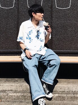 「NEONSIGN（ネオンサイン）のアイテム（パンツ）」を使った、Ryoさん（メンズ・168cm）の夏コーディネート