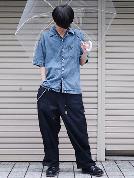 Ryoさんの「ケミカルウォッシュオープンカラーシャツ」を使ったコーディネート