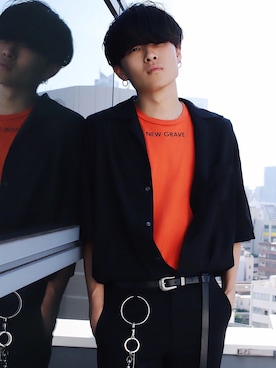 「JOHN LAWRENCE SULLIVAN（ジョンローレンスサリバン）のアイテム（トップス）」を使った、Ryoさん（メンズ・168cm）の夏コーディネート