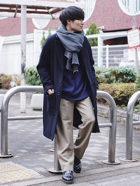 「アイテム（チェスターコート）」を使った、Ryoさん（メンズ・168cm・20代）の冬コーディネート