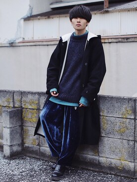 「SUNSEA（サンシー）のアイテム（ジャケット/アウター）」を使った、Ryoさん（メンズ・168cm）の冬コーディネート