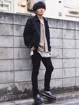 「UNUSED（アンユーズド）のアイテム（ジャケット/アウター）」を使った、Ryoさん（メンズ・168cm）の春コーディネート
