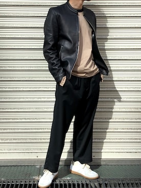 「アイテム（ライダースジャケット）」を使った、Ryoさん（メンズ・168cm・20代）の春コーディネート
