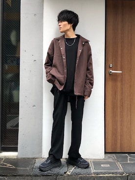 「秋のブラウンスタイル」｜「アイテム（ブルゾン）」を使った、Ryoさん（メンズ・168cm）の秋コーディネート